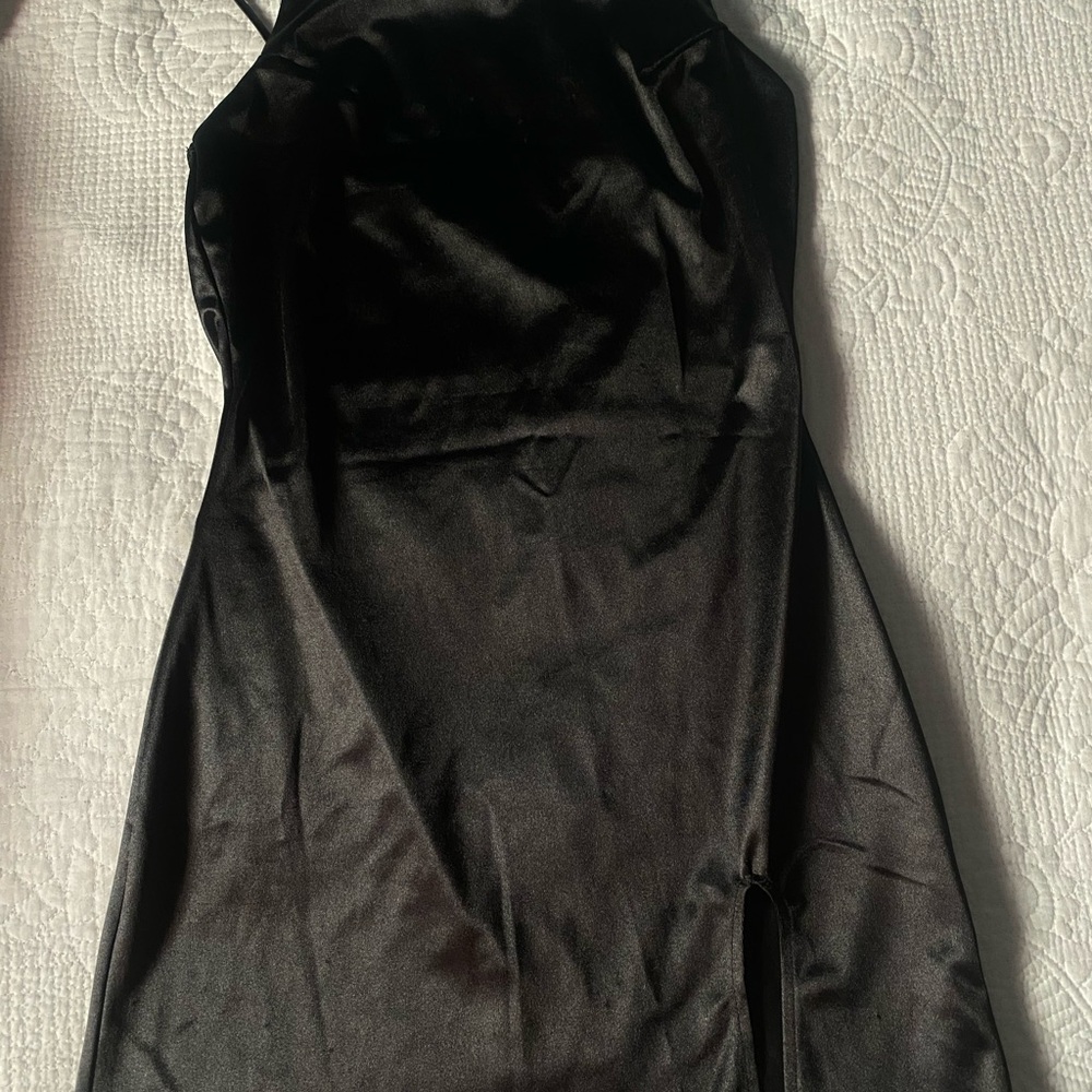 Fashion Nova Black Satin Dress